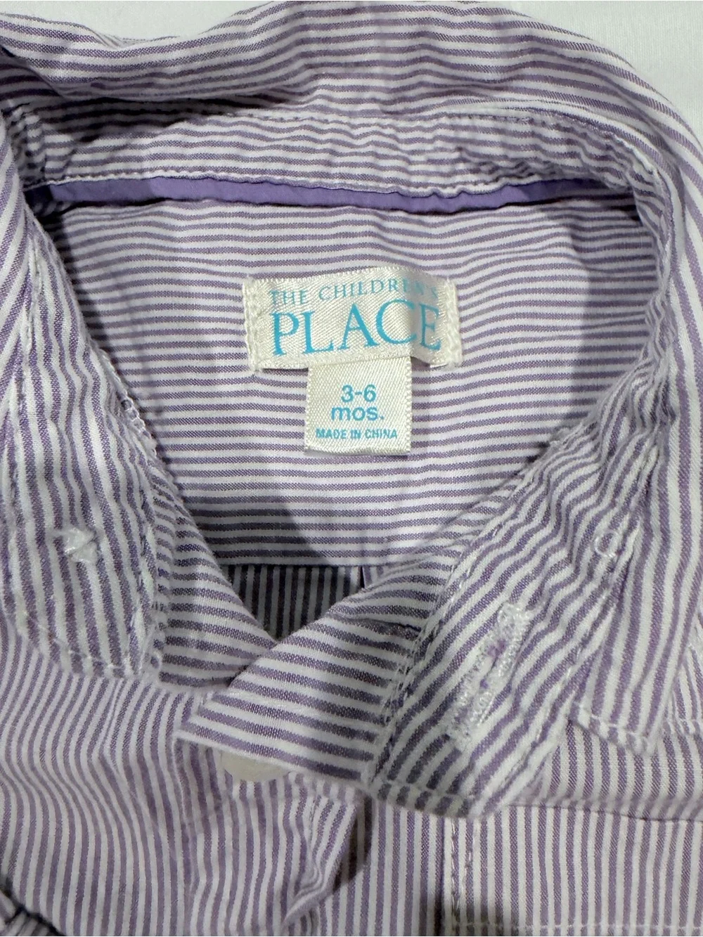 The Children's Place White & Lavender Stripe Button-Down Shirt Set